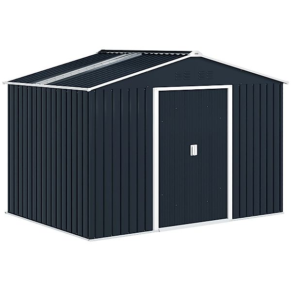 Outsunny Gartenhaus mit Satteldach Stahl Dunkelgrau 277L x 195B x 192H cm günstig online kaufen