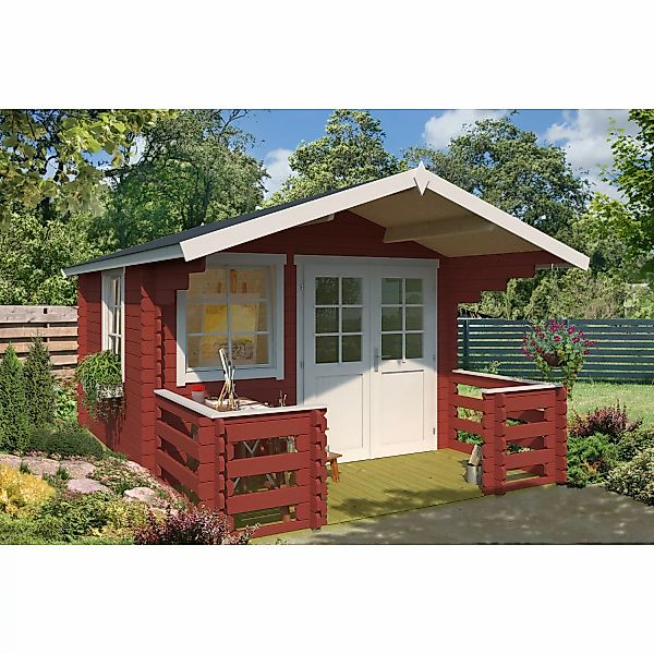 Lasita Holz-Gartenhaus Lola 2 Schwedenrot 340,4 cm x 470 cm mit Anbaudach günstig online kaufen