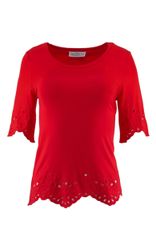 Passioni T-Shirt Kurzarm mit Broderie-Anglaise-Details günstig online kaufen