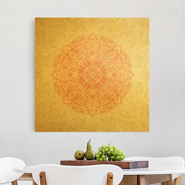 Leinwandbild Mandala Aquarell Ornament beige orange günstig online kaufen