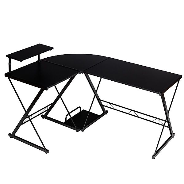 COSTWAY Computertisch, Monitorregal, CPU-Ständer, Metallrahmen, 147x112x79c günstig online kaufen
