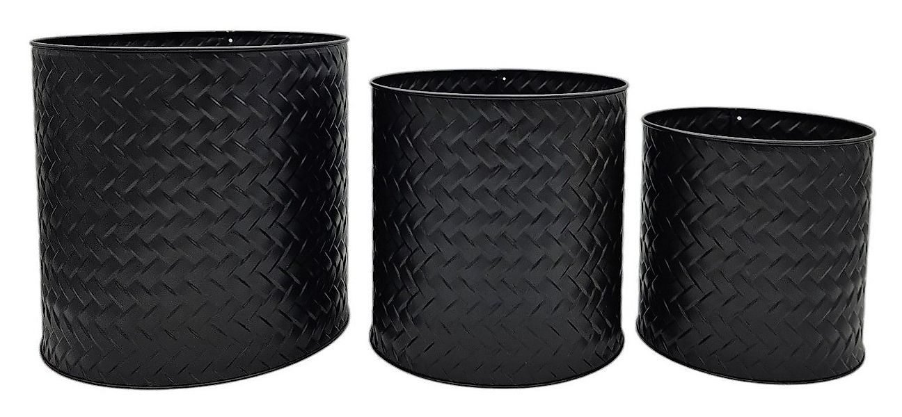 Meinposten Blumentopf Blumentopf Übertopf Pflanzenkübel 3er Set schwarz run günstig online kaufen
