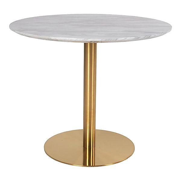 ebuy24 Bojan Esstisch Ø90 cm Marmor Look Messingfarbene Beine günstig online kaufen
