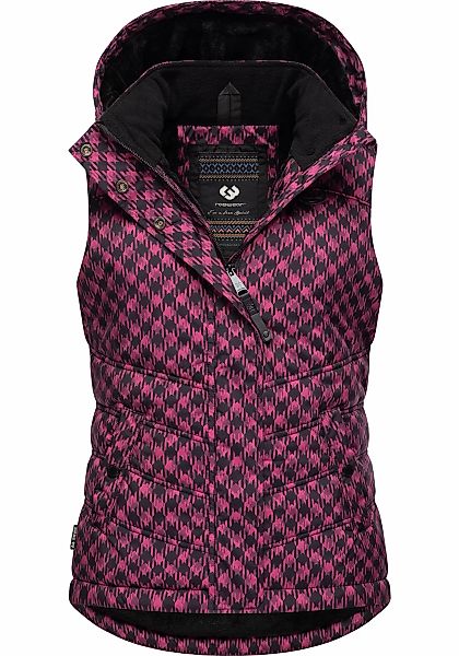 Ragwear Steppweste "Hesty Print", Weste mit abnehmbarer Kapuze und Hahnentr günstig online kaufen