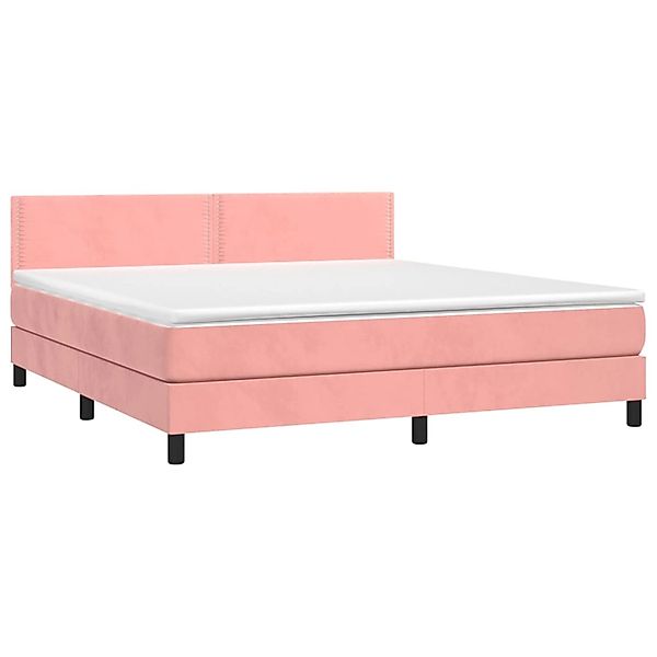 vidaXL Boxspringbett mit Matratze & LED Rosa 180x200 cm Samt 3134362 günstig online kaufen