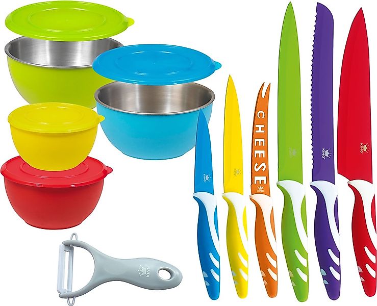 KING Allzweckmesser "FRUTI BONITO" 15tlg., 6 Messer, 1 Schäler, 4 Schüsseln günstig online kaufen