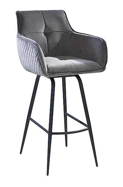 Home4You Barhocker Barstuhl, Grau, Samtbezug, H 106 cm, 360 Grad drehbar günstig online kaufen