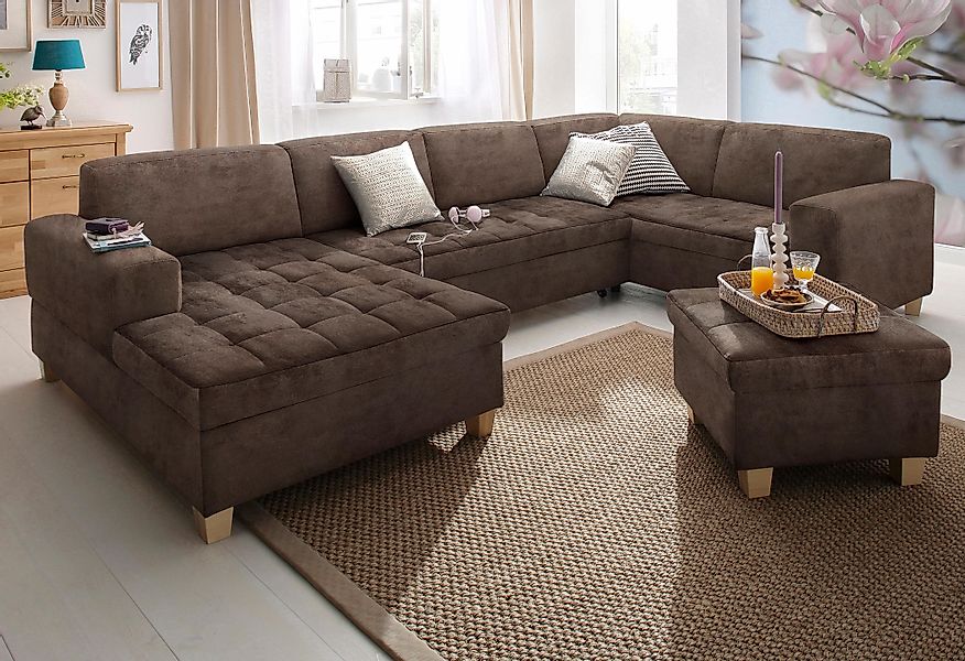 Home affaire Wohnlandschaft »Corby, viel Platz und Komfort, U-Form« wahlwei günstig online kaufen