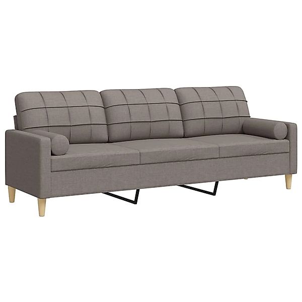 vidaXL Sofa 3-Sitzer mit Zierkissen Taupe 210 cm Stoff 2150047 günstig online kaufen