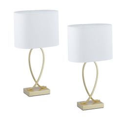 relaxdays Nachttischlampe Tischlampe geschwungener Fuß 2er günstig online kaufen