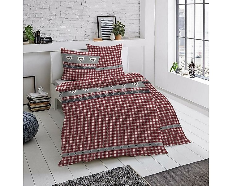 TRAUMSCHLAF Bettwäsche Landhausherzen, Biber, 2 teilig, Biberbettwäsche wei günstig online kaufen