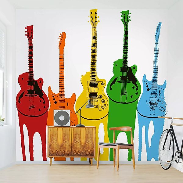 Bilderwelten Kindertapete No.472 Retro Guitars bunt Gr. 192 x 192 günstig online kaufen