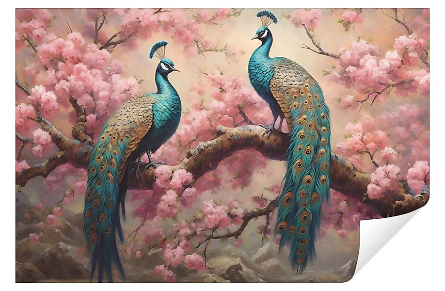 Wallarena Fototapete Pfau Vogel Blumen Vlies günstig online kaufen