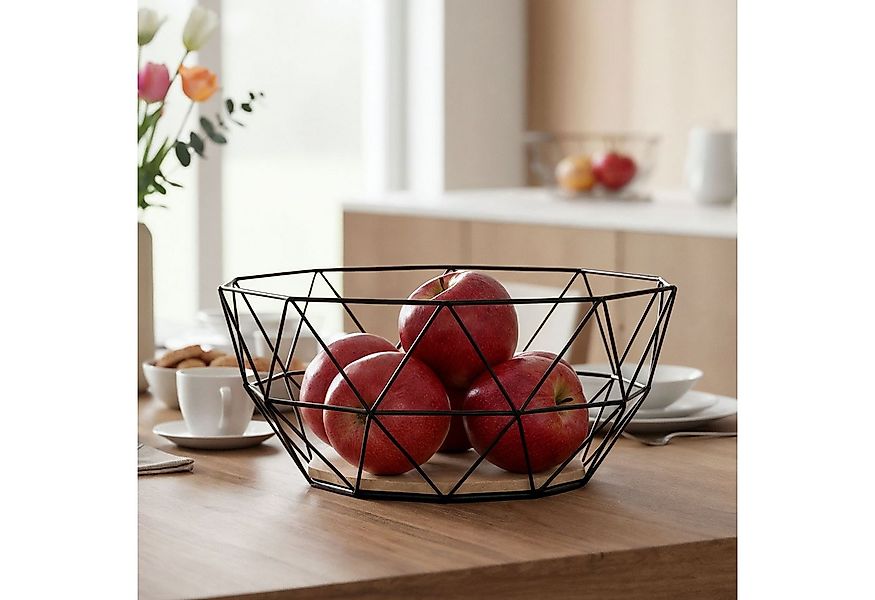 Levandeo® Dekoschale, Korb Metall Schwarz 26x12cm Modern Holz MDF Braun Sch günstig online kaufen