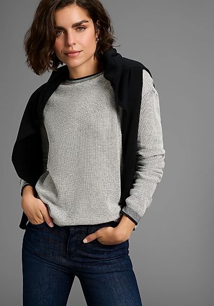 Laura Scott Rundhalspullover leichter Feinstrick mit Waffelmuster und dezen günstig online kaufen