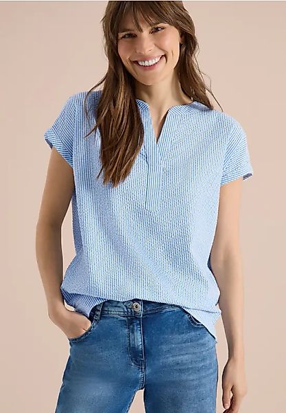 CECIL Bluse mit Split Neck in Seersuckerqualität günstig online kaufen