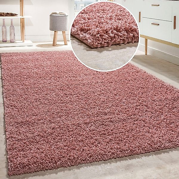 Paco Home Teppich "Twister 500" rechteckig 44 mm Höhe Uni Hochflor Shaggy m günstig online kaufen