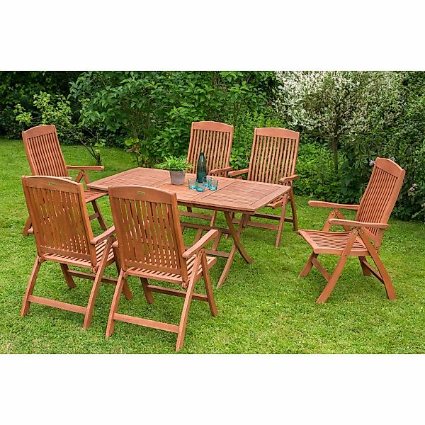 Gartenmöbel-Set Maracaibo 7-tlg. Braun inkl. Tisch 100/160 cm x 90 cm günstig online kaufen