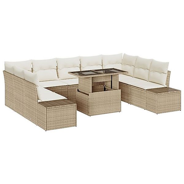 vidaXL Loungesofa Garten-Sofa-Set 10-teilig Beige Rattan Garten-Sofa-Set, 1 günstig online kaufen