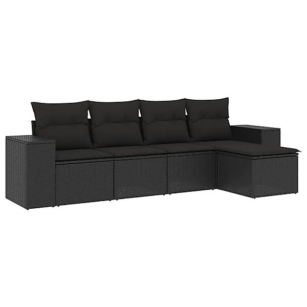 vidaXL 5-Tlg Garten-Sofagarnitur mit Kissen Schwarz Poly Rattan 3222484 günstig online kaufen