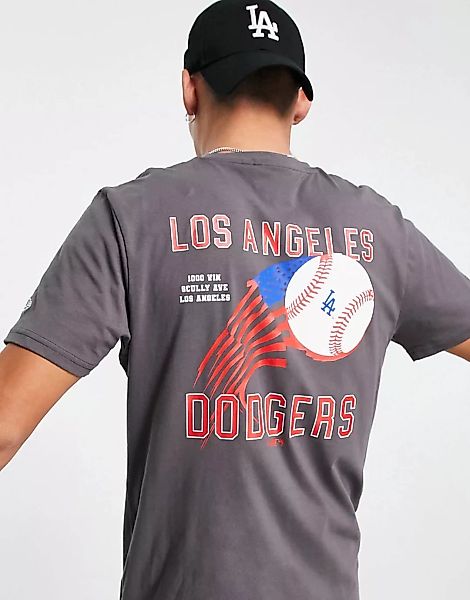 New Era – LA Dodgers – T-Shirt mit Rückenprint in Grau günstig online kaufen