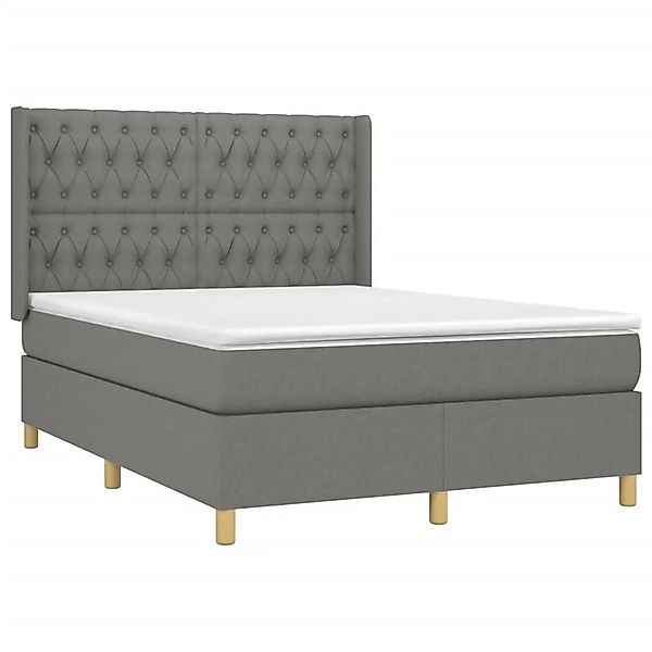 vidaXL Boxspringbett mit Matratze & LED Dunkelgrau 140x200 cm Stoff 3139118 günstig online kaufen