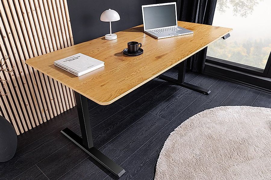 riess-ambiente Schreibtisch OAK DESK 120cm natur/schwarz-Eiche, stufenlos, günstig online kaufen