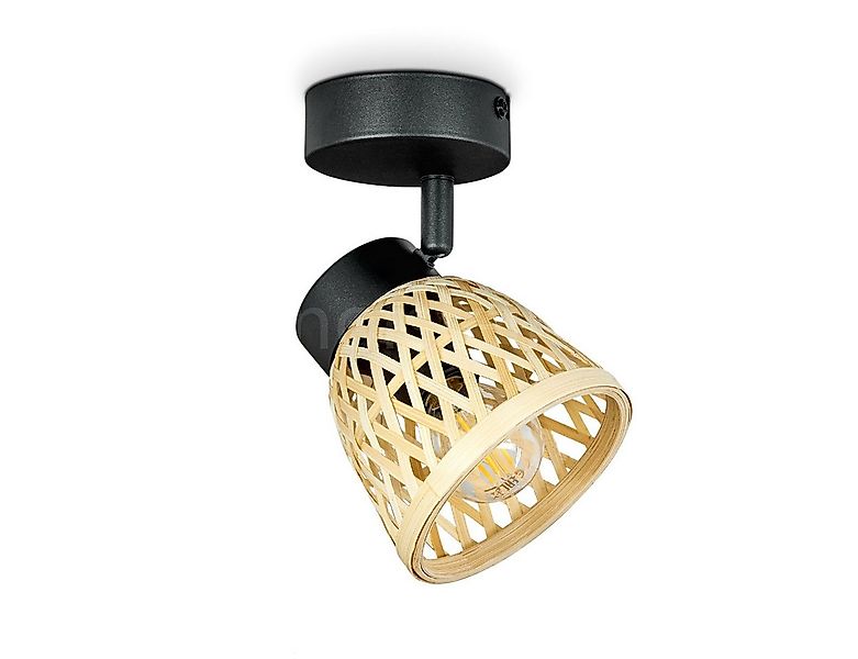 hofstein Wandleuchte »Meretto« moderne Wandlampe aus Metall/Rattan in Schwa günstig online kaufen
