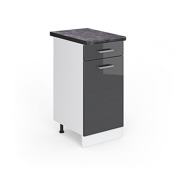 Vicco Küchenunterschrank R-Line Anthrazit Hochglanz/Weiß 40 cm AP Eiche günstig online kaufen