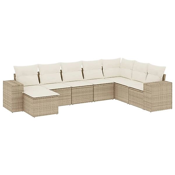 vidaXL 8-Tlg Garten-Sofagarnitur mit Kissen Beige Poly Rattan 3222957 günstig online kaufen