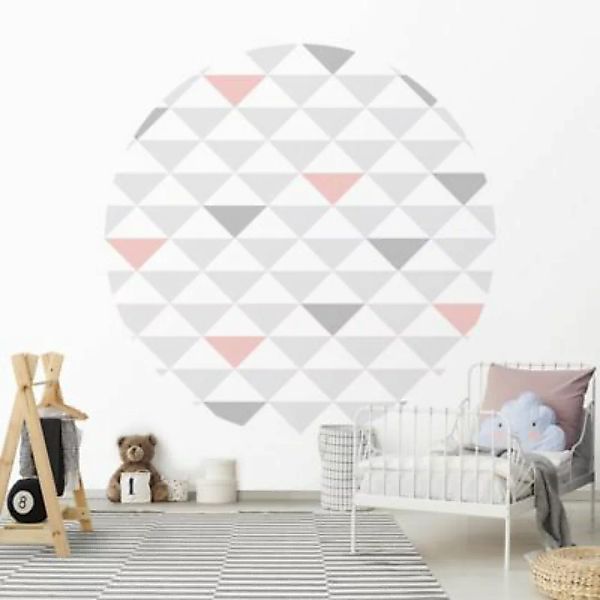 Bilderwelten Runde Tapete selbstklebend Kinderzimmer No.YK65 Dreiecke Grau günstig online kaufen