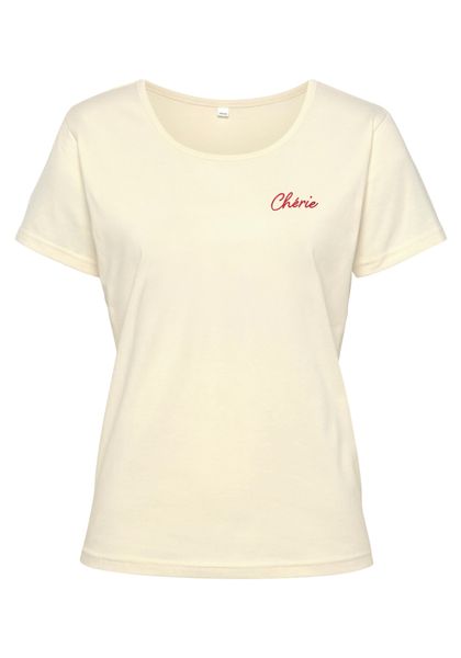 Vivance Kurzarmshirt T-Shirt mit Stickerei, Loungewear günstig online kaufen