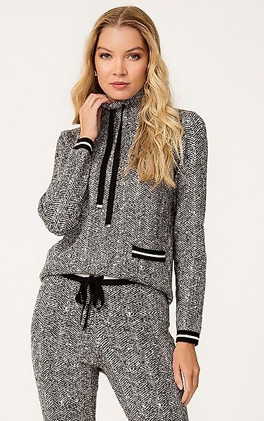 Passioni Rollkragenpullover Stehkragenpullover mit Fischgrätenmuster Streif günstig online kaufen