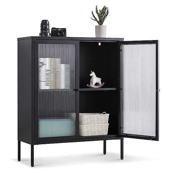 Coemo Highboard TOKIO, Schwarz Metall, Vitrine günstig online kaufen