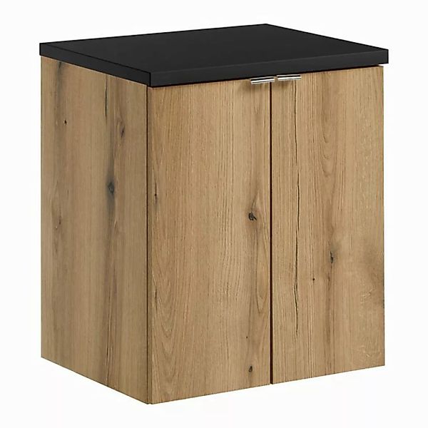 Waschtischunterschrank 50cm, in Eiche und schwarz, NEWPORT-56-OAK günstig online kaufen