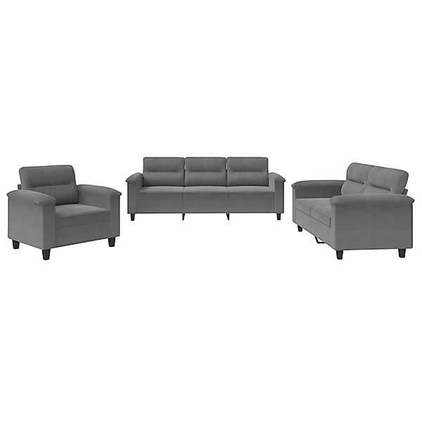 vidaXL 3-Tlg Sofagarnitur mit Kissen Dunkelgrau Mikrofasergewebe 3202292 günstig online kaufen
