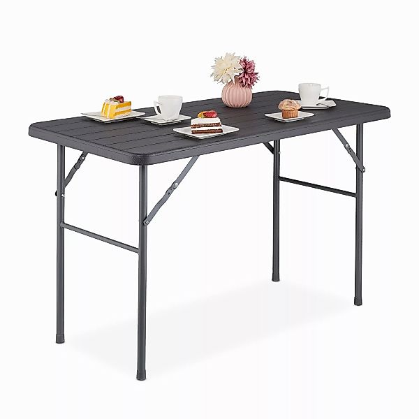 relaxdays Gartentisch Eckiger Gartentisch in Holzoptik günstig online kaufen