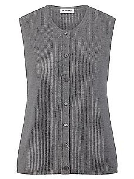 Strickweste Rundhals-­Ausschnitt Peter Hahn grau günstig online kaufen