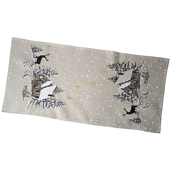 texpot Tischdecke Tischläufer Stickerei Winterwald Weihnachtsdekoration günstig online kaufen