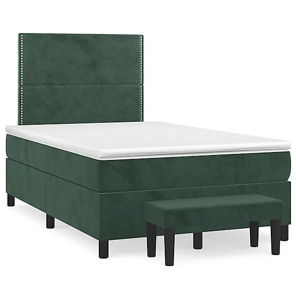 vidaXL Boxspringbett Boxspringbett mit Matratze Dunkelgrün 120x200 cm Samt günstig online kaufen