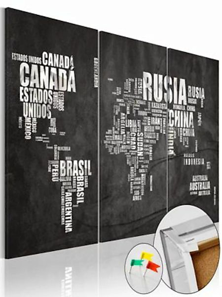 artgeist Pinnwand Bild El Mundo [Cork Map] schwarz/weiß Gr. 60 x 40 günstig online kaufen