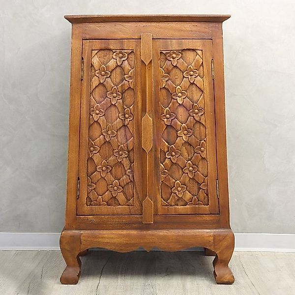 Oriental Galerie Mehrzweckschrank Flurschrank Braun mit Schnitzerei Blume 8 günstig online kaufen
