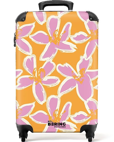 NoBoringSuitcases.com© Hartschalen-Trolley Orange mit rosa Blüten günstig online kaufen