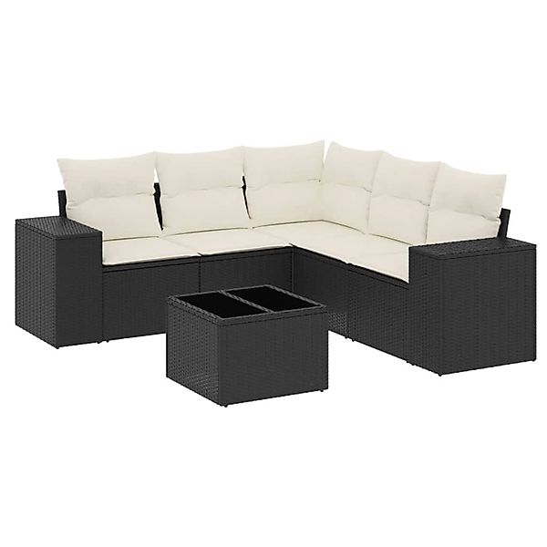 vidaXL 6-Tlg Garten-Sofagarnitur mit Kissen Schwarz Poly Rattan 3254893 günstig online kaufen