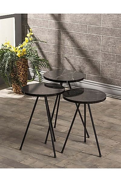 en.casa Couchtisch (3-St), Satztische, 3er-Set 33 x 33 cm Spanplatte/metall günstig online kaufen