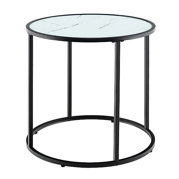 Costway Beistelltisch Runder Sofatisch mit Glasplatte 50 x 50 x 50 cm günstig online kaufen