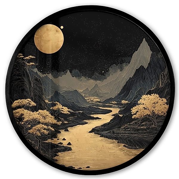 MuchoWow Poster Rund - Goldener Fluss günstig online kaufen