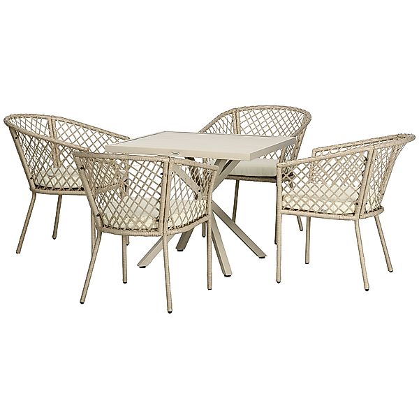 Outsunny 5-teiliges Garten-Dining-Set mit 4 Stühlen und 1 quadratischen Tis günstig online kaufen