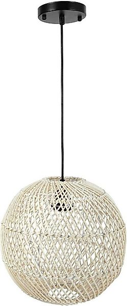 VIVANNO Hängeleuchte Rattan ROTANG Rund - Creme Geflochten, ohne Leuchtmitt günstig online kaufen