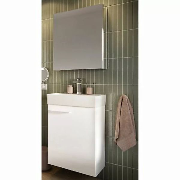 Lomadox Badezimmer Waschplatz Set inkl. Waschbecken MESSINA-107 in weiß Hoc günstig online kaufen